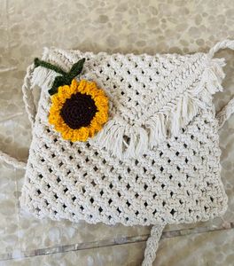 Handmade Crochet Sunflower Keychain Charm