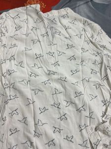 White Bird Print Tunic Top