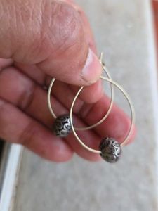 Elegant Silver Beads Hoop Earrings