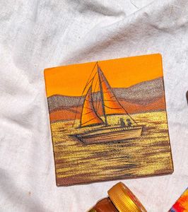 Mini Canvas Sailboat Painting