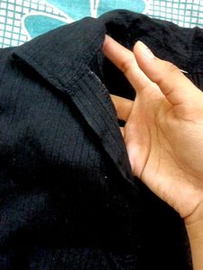 Stylish Black Collared Top
