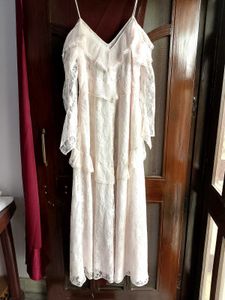 Lace Ruffle Maxi Dress by AMAGYAA
