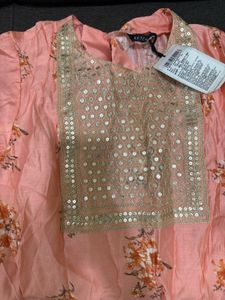 Elegant Peach Floral Sequins Kurta