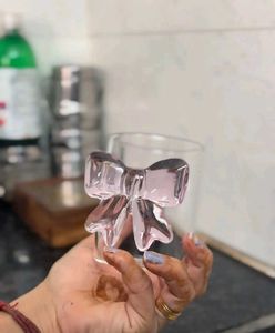 Aesthetic Glass Candle Holder with Pink Bow 🎀