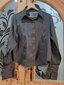 Elegant Gray Long Sleeve Blouse