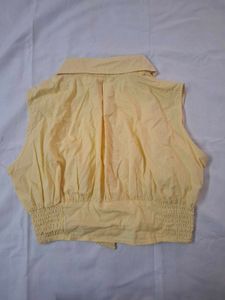 Women's y2k Sleeveless Collared Yellow Top