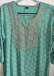 Beautiful Teal Embroidered Kurta