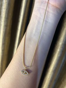 Anti Tarnish Gold Tone Eye Pendant  Necklace