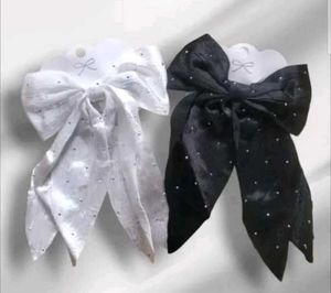 Sparkling Bow Hair Clips - Black &amp; White Set