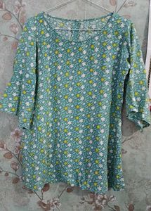 Green Floral Bell Sleeve Top