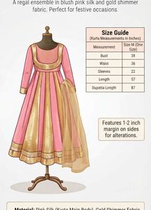 Elegant Pink &amp; Gold Anarkali Gown without bottom