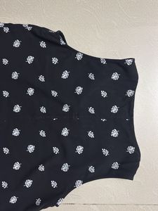 Cute Black Leaf Print Sleeveless Top