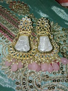 Designer Jhumka Earrings with Pearl &amp; Stone