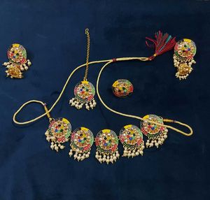 Multicolor Necklace Set With Maangteeka