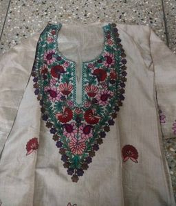 Embroidered Cream Kurti