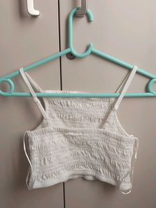 White Smocked Crop Top