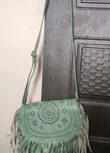 Ladies hand bag olive green color