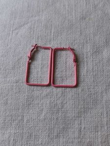 Pink Square Hoop Earrings