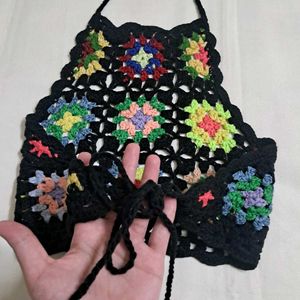 Y2k Vintage Boho Crochet Halter Top