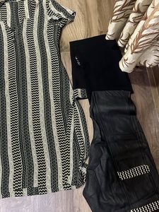 Striped Black &amp; White Kurti