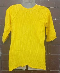 Yellow Polka Dot Short Kurti