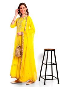 Yellow Embroidered Sharara