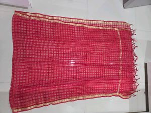 Elegant Red Dupatta with Gold Border