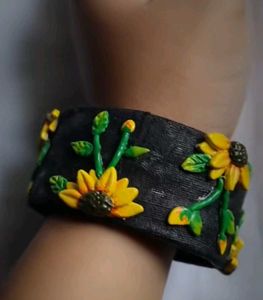 Unique Sunflower Cuff Bracelet