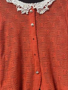 Orange Lace Collar Cardigan Dress