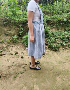 Aesthetic Pinstripe Denim Dungaree Overalls Dress