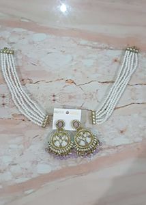 Resin Chandelier Earrings with Pearl Chain