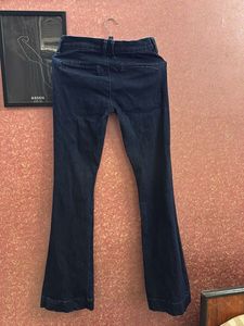 Flared Dark Wash Denim Jeans, Low waist