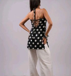 NISHORAMA Polka Dot Printed Halter Neck
