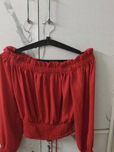 Red Off-Shoulder Top