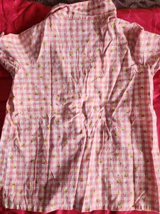 Cute Pink Gingham Lemon Pajama Top
