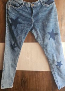 Blue Star Print Denim Jeans