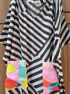 Chic Striped Tunic with Colorful Pockets