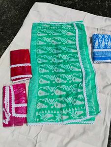 Beautiful Green Saree JAMDANI COTTON