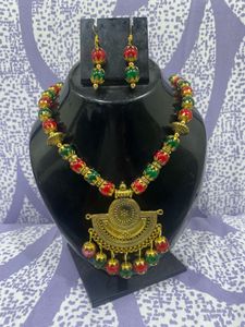 Unique Beaded Necklace & Earring Set