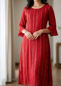 Pretty Red Mirror Kurta