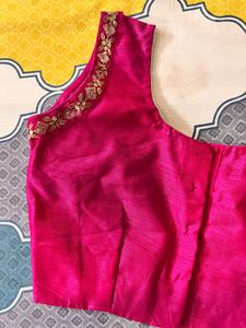 Pink Embellished Readymade Saree Blouse