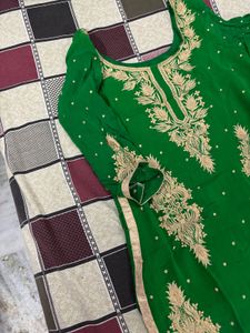 Beautiful Green Kurta Set with Embroidery
