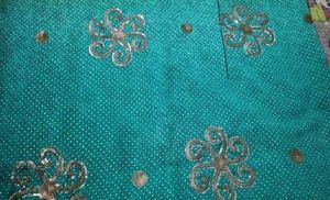 Teal Sequined Saree