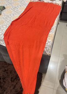 Vibrant red scarf with Tassels