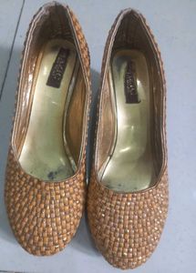 Elegant Bronze Embellished Heels