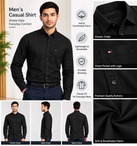 Men's Classic Black Casual Shirt