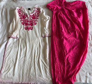 Vibrant Pink & white  Patiala Salwar