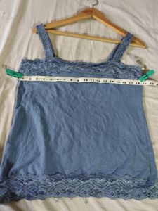 Beautiful Blue Lace Trim Tank Top