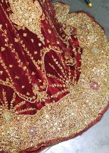 Stunning Maroon Embellished Lehenga dupatta