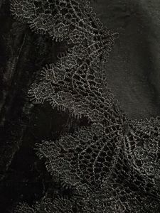 Vintage Elegant Black Velvet Lace Top